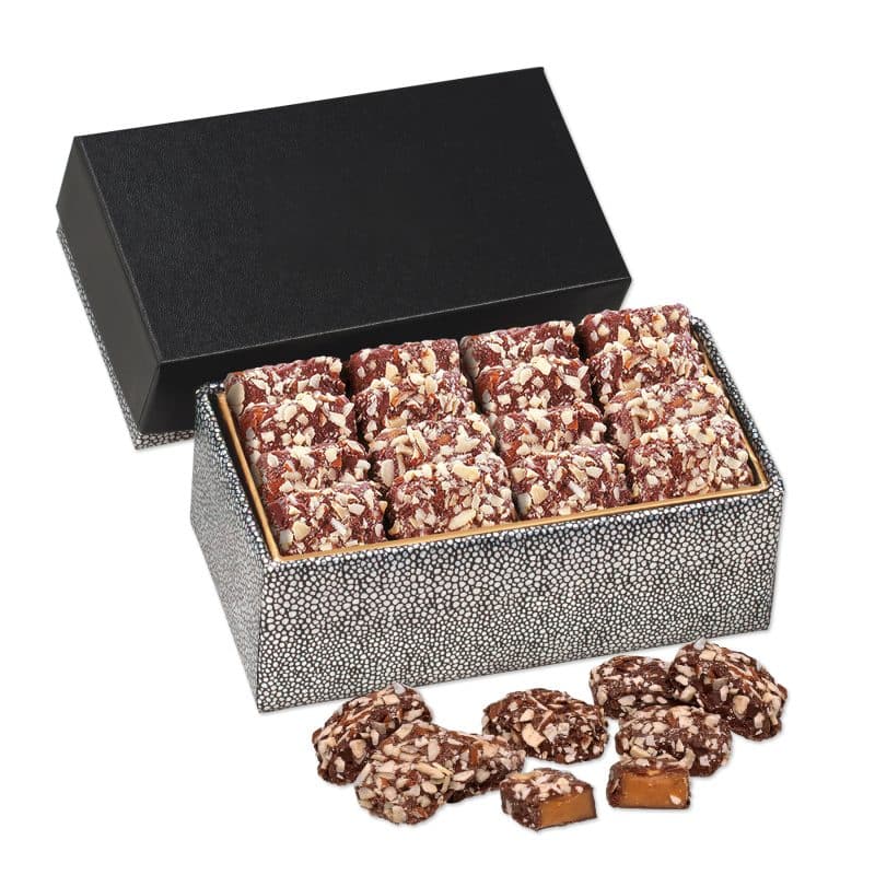 Custom Black & Silver Gift Box w/English Butter Toffee - 1