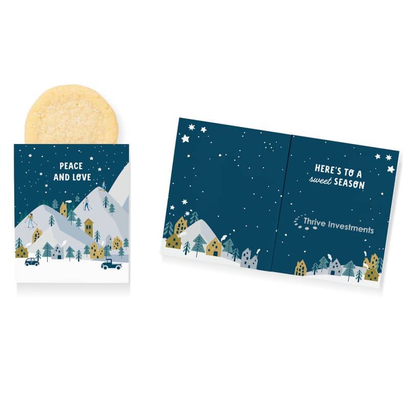 Custom One Color Foil-Stamped Stock Holiday Sentiment Mini Sweeter Card with Single Sugar Cookie