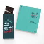 Custom One Color Foil-Stamped Stock Holiday Sentiment Sweeter Cards with Sea Salt Caramel Chocolate Bar
