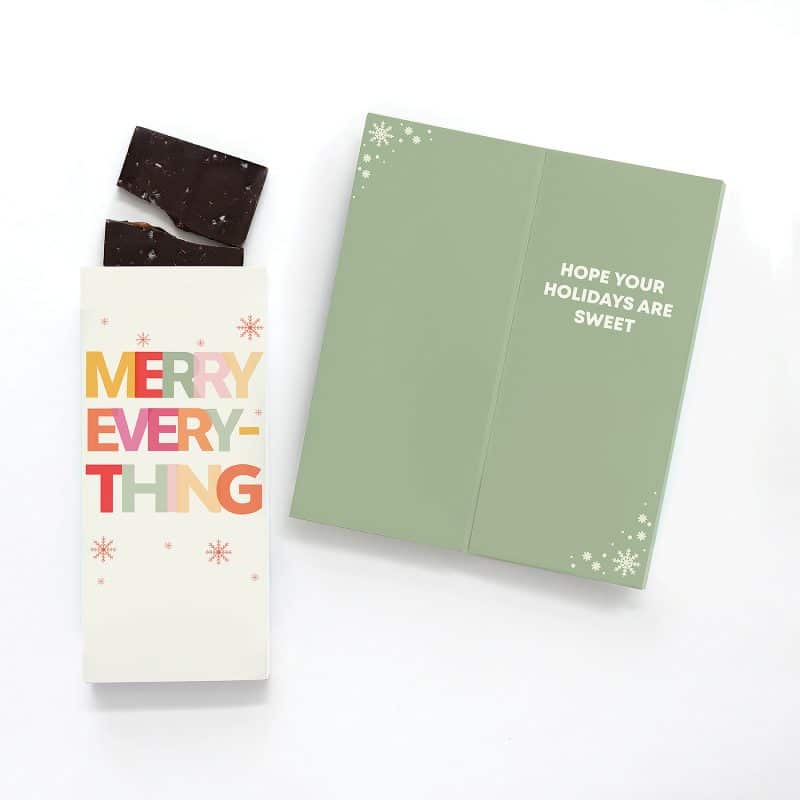 Custom One Color Foil-Stamped Stock Holiday Sentiment Sweeter Cards with Sea Salt Caramel Chocolate Bar - 1