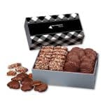 Custom Black Plaid Gift Box w/Toffee & Pecan Clusters