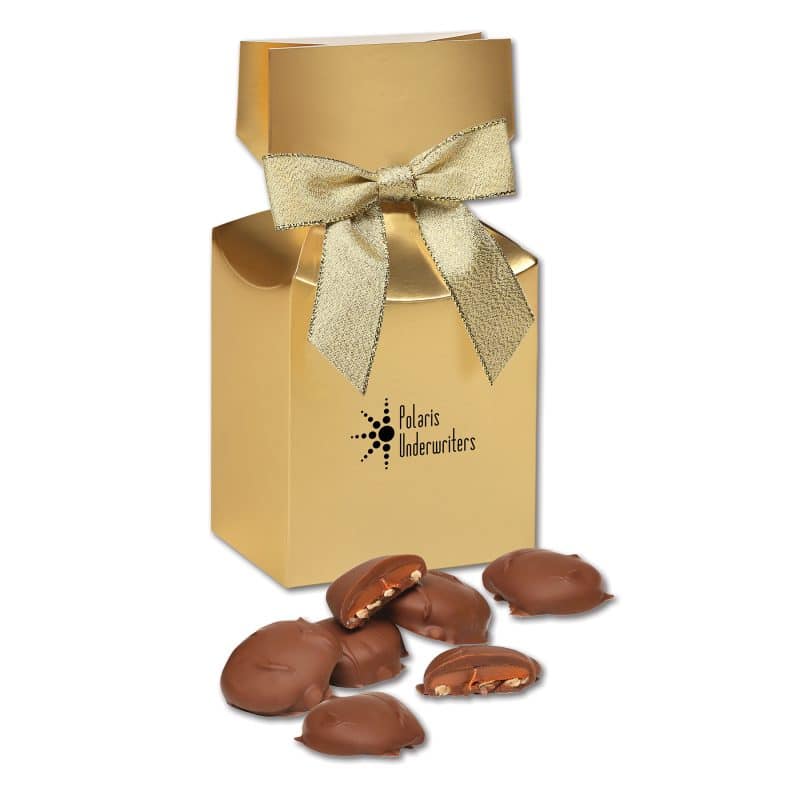 Custom Gold Gift Box w/Caramel Pecan Clusters