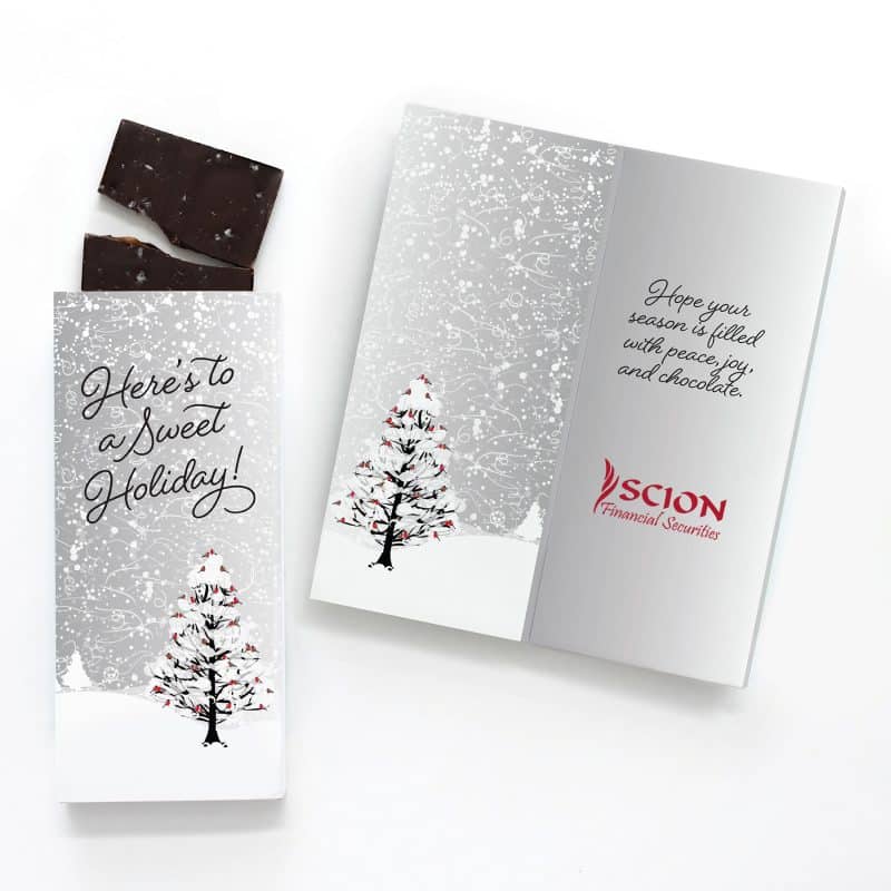 Custom One Color Foil-Stamped Stock Cardinals Sweeter Cards with Sea Salt Caramel Chocolate Bar