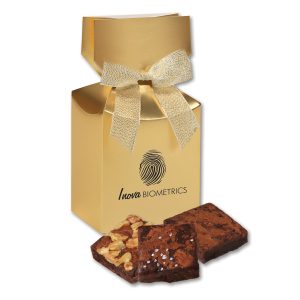 Custom Gourmet Brownies in Gold Premium Delights Gift Box