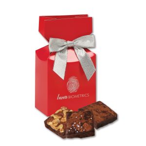 Custom Gourmet Brownies in Red Premium Delights Gift Box