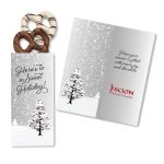 Custom One Color Foil-Stamped Stock Cardinals Sweeter Cards with Chocolate Dipped Pretzels