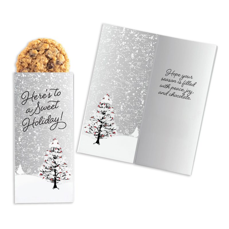 Custom One Color Foil-Stamped Stock Cardinals Sweeter Cards with Oatmeal Raisin Cookies - 1