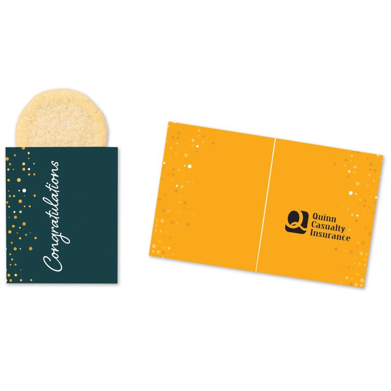 Custom One Color Foil-Stamped Stock Congratulations Mini Sweeter Card with Single Sugar Cookie