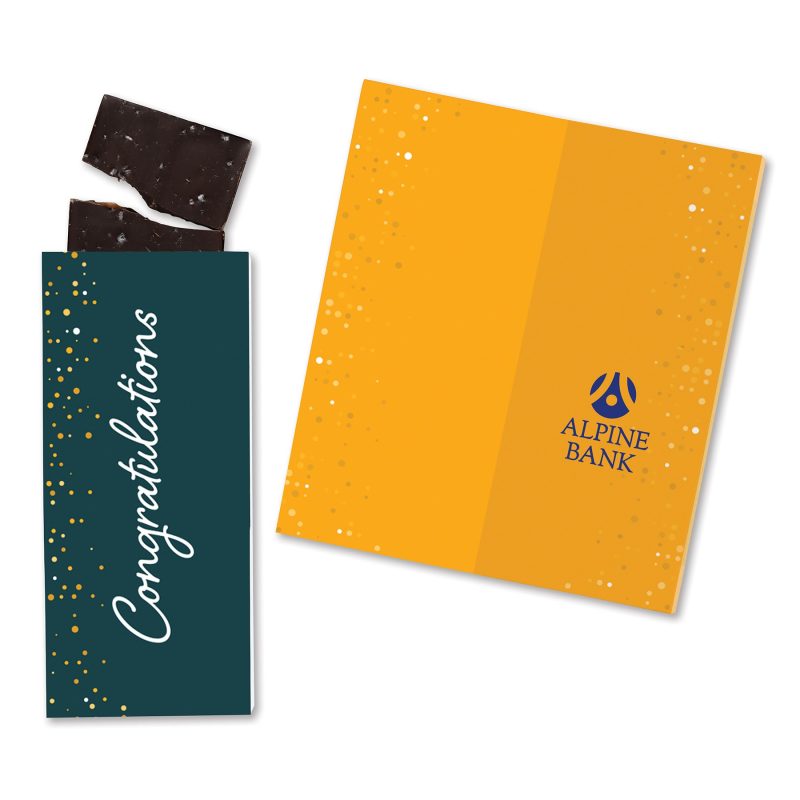 Custom One Color Foil-Stamped Stock Gratitude Sweeter Cards with Sea Salt Caramel Chocolate Bar