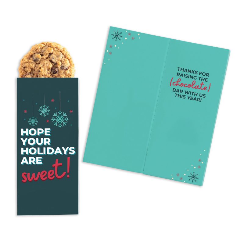 Custom One Color Foil-Stamped Stock Holiday Sentiment Sweeter Cards with Oatmeal Raisin Cookies - 1