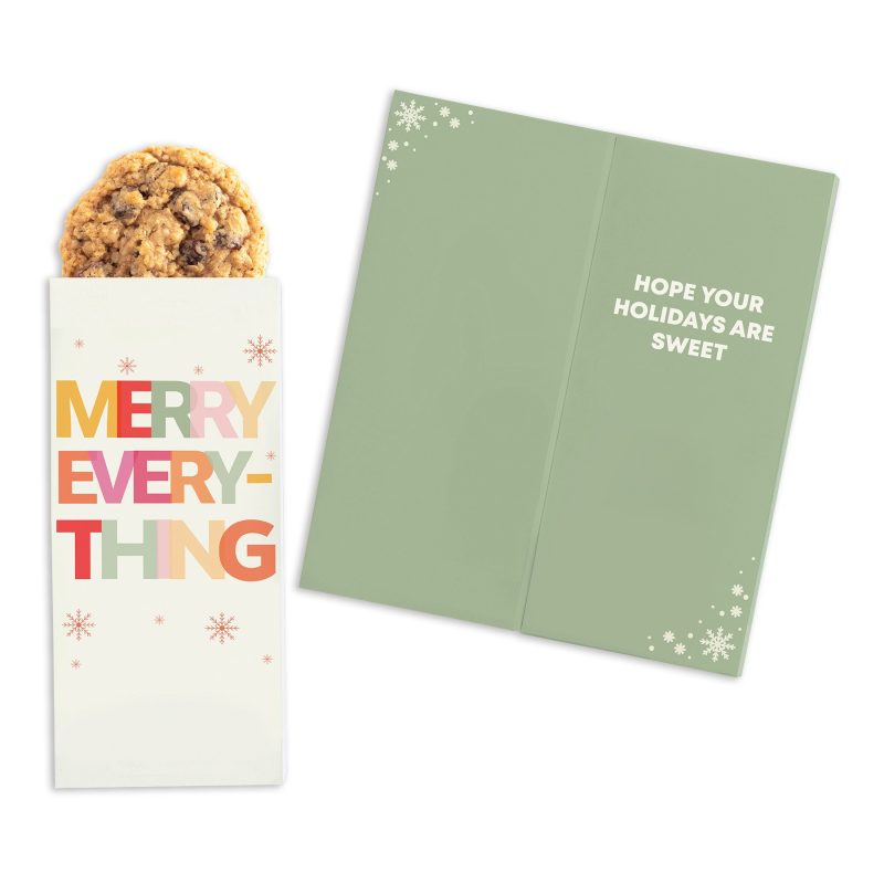 Custom One Color Foil-Stamped Stock Holiday Sentiment Sweeter Cards with Oatmeal Raisin Cookies - 1