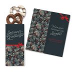 Custom One Color Foil-Stamped Stock Pine Boughs & Berries Sweeter Cards with Chocolate Dipped Pretzels