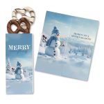 Custom One Color Foil-Stamped Stock Snowman Sweeter Cards with Chocolate Dipped Pretzels - 1