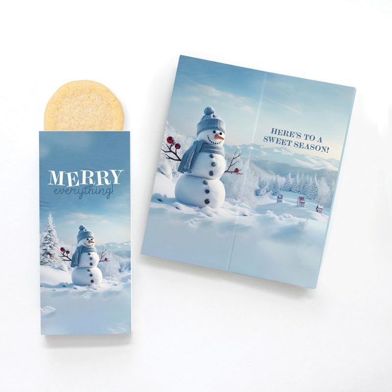 Custom One Color Foil-Stamped Stock Snowman Sweeter Cards with Sugar Cookies - 1