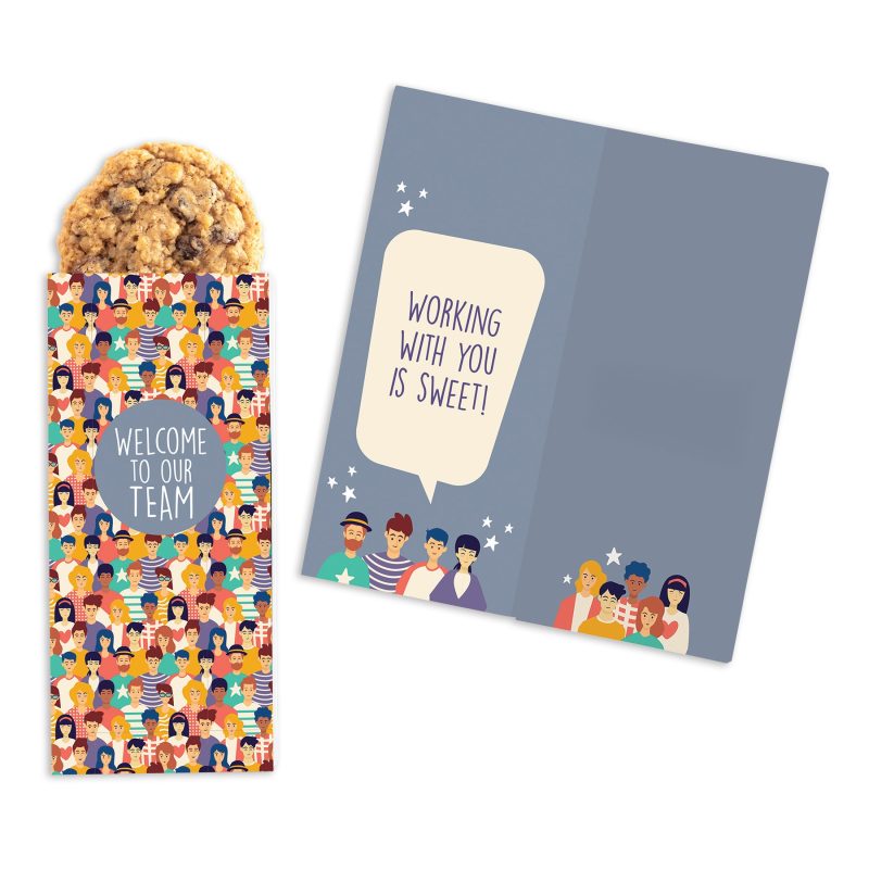Custom One Color Foil-Stamped Stock Welcome Sweeter Cards with Oatmeal Raisin Cookies - 1