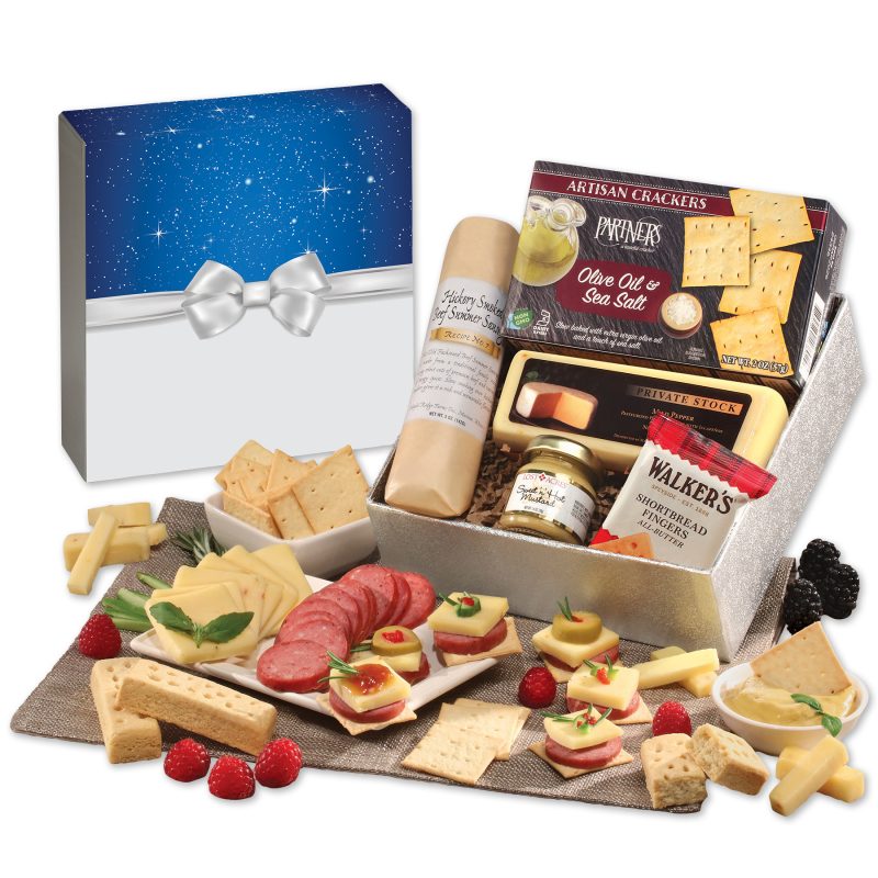 Custom Shelf Stable Snack Lover's Gift Box with Bow Sleeve - 1
