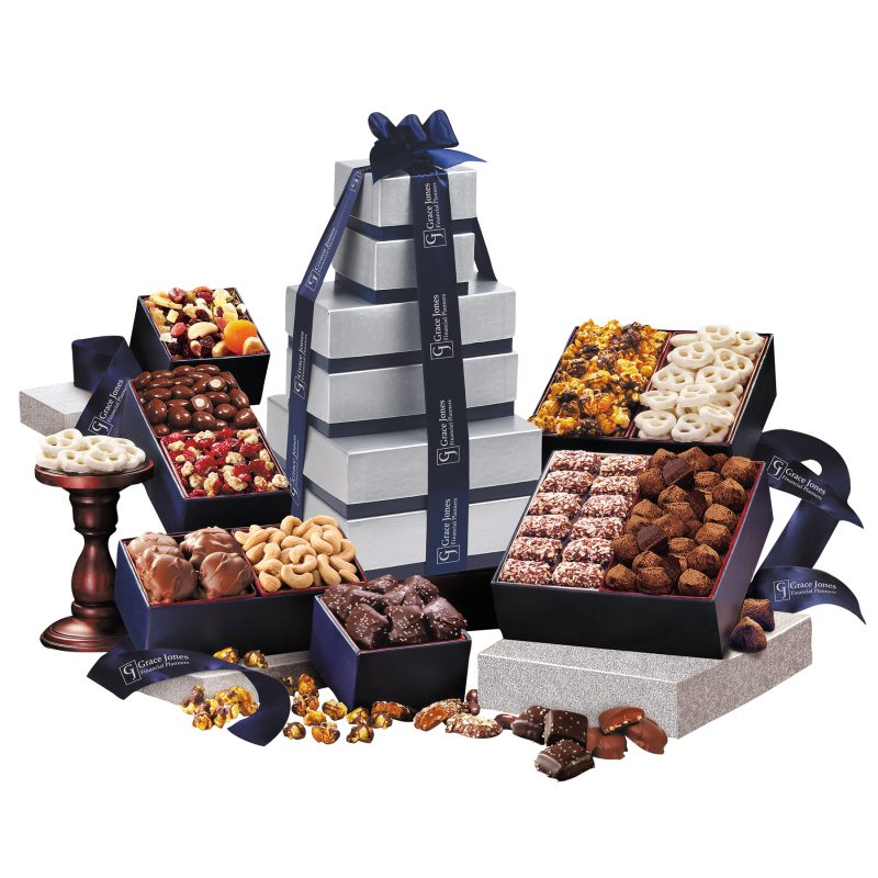 Custom Silver & Navy Executive Gourmet Tower