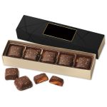 Custom Chocolate Sea Salt Caramels Flight with Black Geometric Wrap - 1