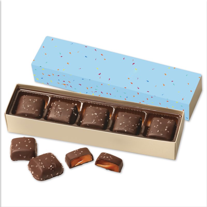 Custom Chocolate Sea Salt Caramels Flight with Confetti Wrap - 1