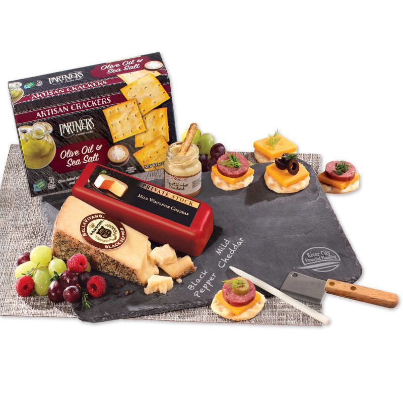 Custom Genuine Slate Serving Plate with Wisconsin Cheese