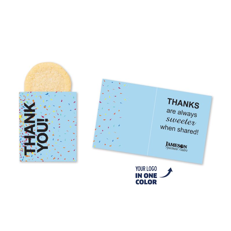 Custom One Color Foil-Stamped Stock Gratitude Mini Sweeter Card with Single Sugar Cookie