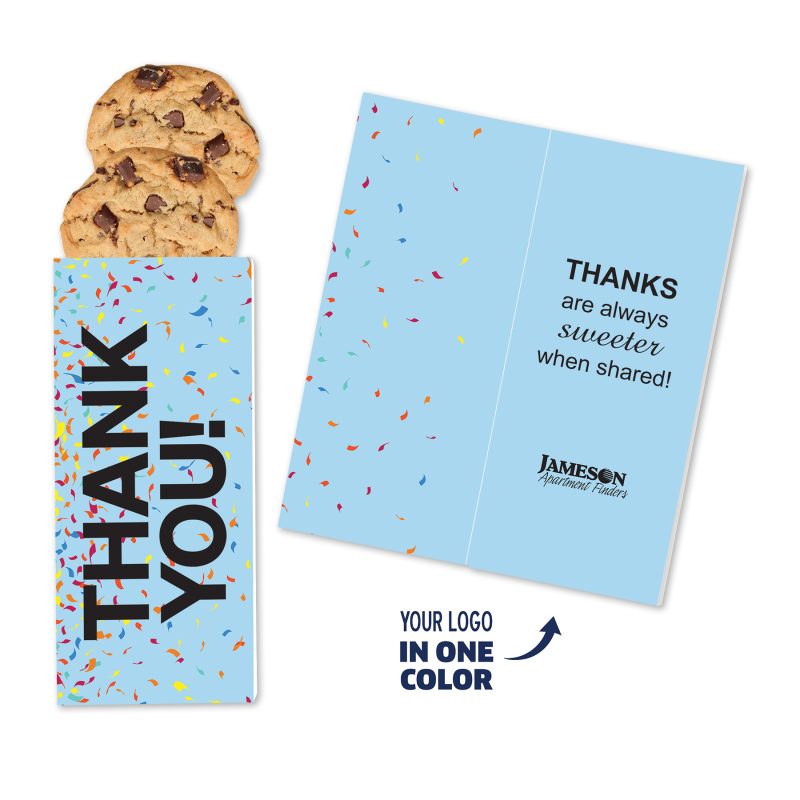 Custom One Color Foil-Stamped Stock Gratitude Sweeter Cards with Chocolate Chip Cookies