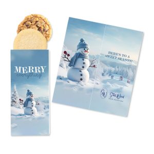 Custom One Color Foil-Stamped Stock Snowman Sweeter Cards with Homestyle Cookie Duo