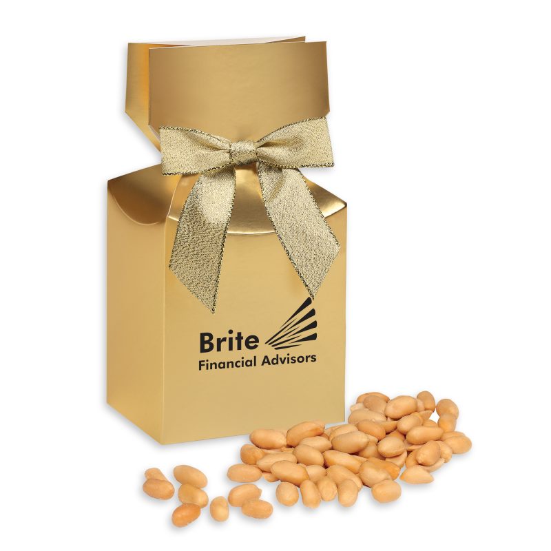 Custom Virginia Peanuts in Gold Premium Delights Gift Box