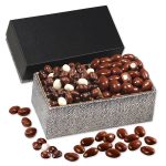 Custom Chocolate Almonds & Triple Treat Cranberries in Black & Silver Gift Box - 1