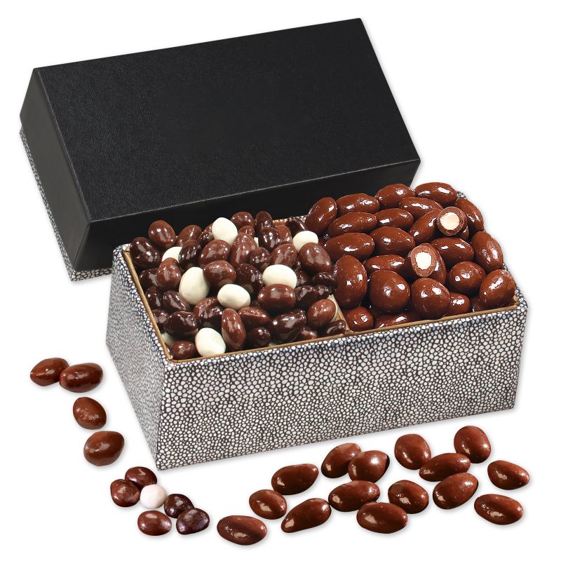 Custom Chocolate Almonds & Triple Treat Cranberries in Black & Silver Gift Box - 1