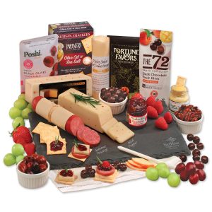 Custom Genuine Slate Serving Plate with Shelf Stable Charcuterie Favorites