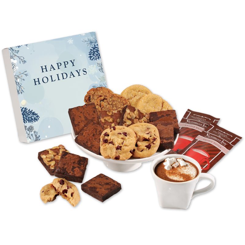 Custom Gourmet Cookie & Brownie Gift Box with Happy Holidays Sleeve - 1