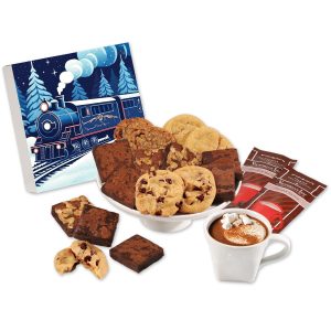 Custom Gourmet Cookie & Brownie Gift Box with Holiday Train Sleeve