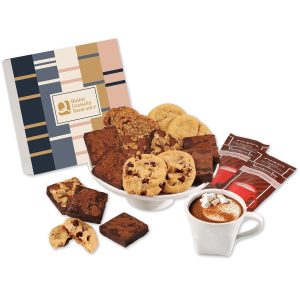 Custom Gourmet Cookie & Brownie Gift Box with Squares & Lines Sleeve