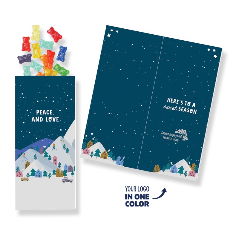 Custom One Color Foil-Stamped Stock Holiday Sentiment Sweeter Cards with Albanese® Gummi Bears
