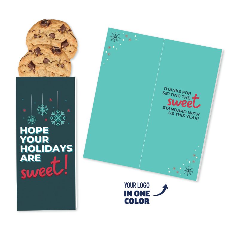 Custom One Color Foil-Stamped Stock Holiday Sentiment Sweeter Cards with Chocolate Chip Cookies - 1