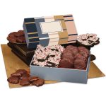 Custom Peppermint Bark & Pecan Clusters in Gift Box with Squares & Lines Sleeve - 1