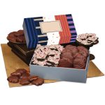 Custom Peppermint Bark & Pecan Clusters in Gift Box with Stripes & Splatter Sleeve - 1