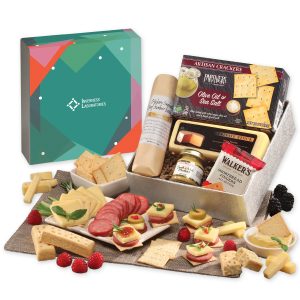 Custom Shelf Stable Snack Lover's Gift Box with Green Geometric Sleeve