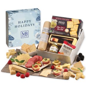 Custom Shelf Stable Snack Lover's Gift Box with Happy Holidays Sleeve