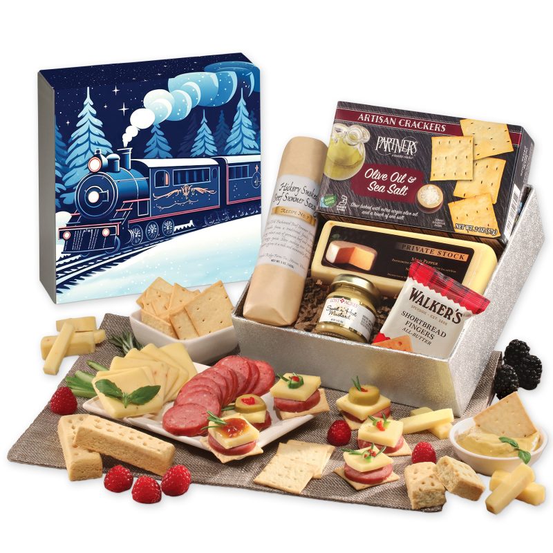 Custom Shelf Stable Snack Lover's Gift Box with Holiday Train Sleeve - 1