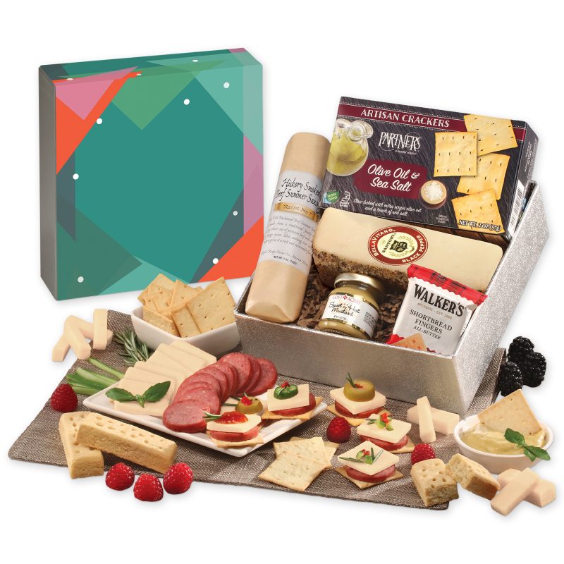 Custom Snack Lover's Gift Box with Green Geometric Sleeve - 1