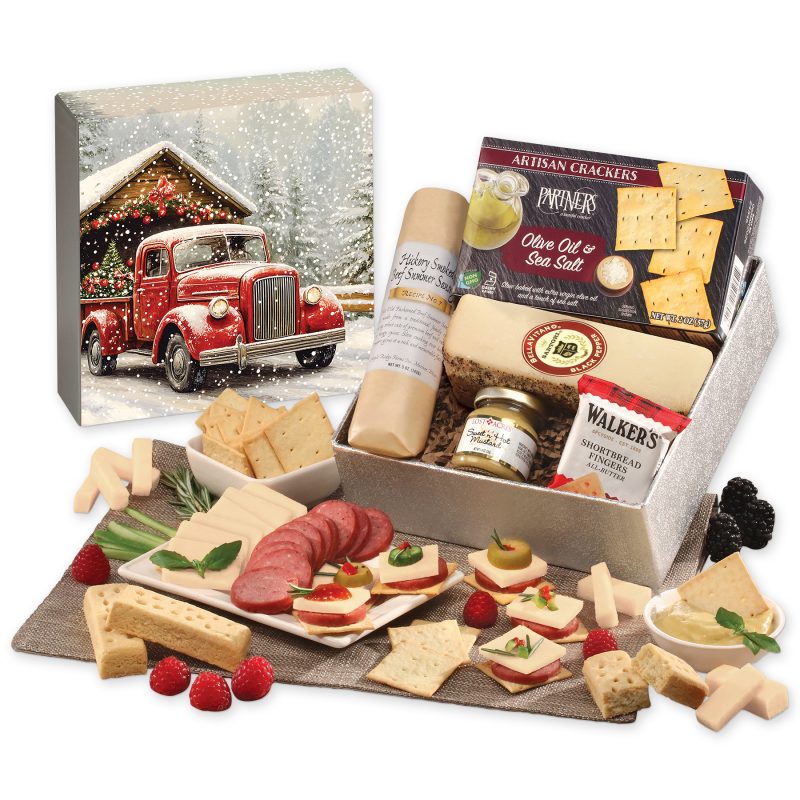 Custom Snack Lover's Gift Box with Red Truck on Bridge Sleeve - 1