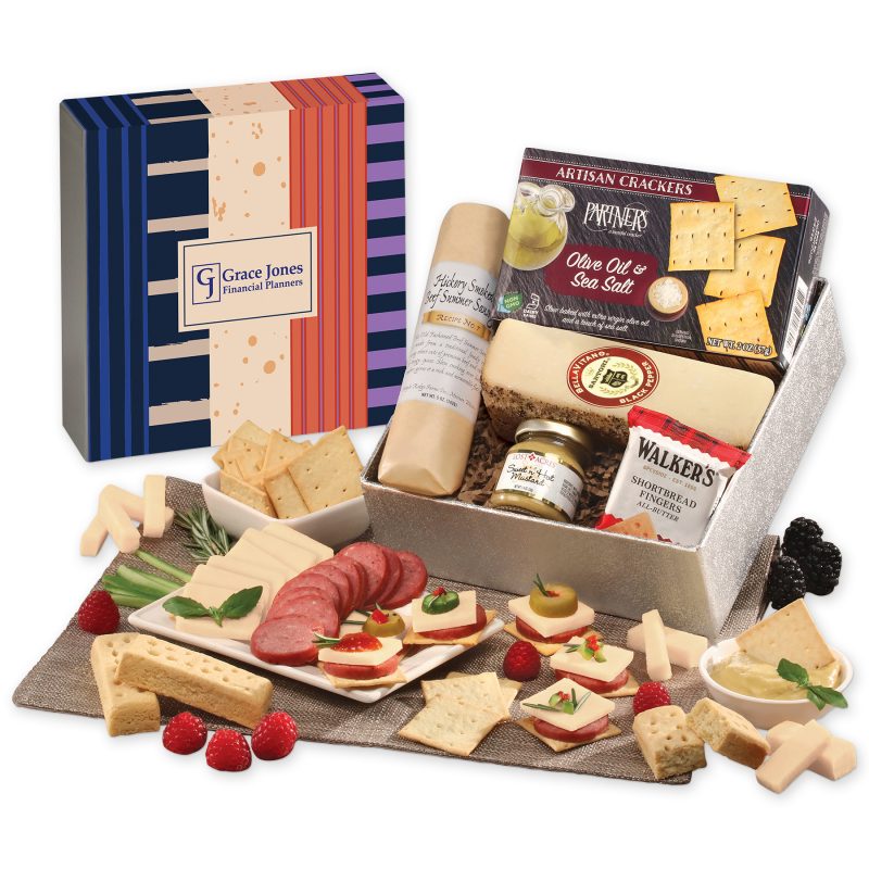 Custom Snack Lover's Gift Box with Stripes & Splatter Sleeve